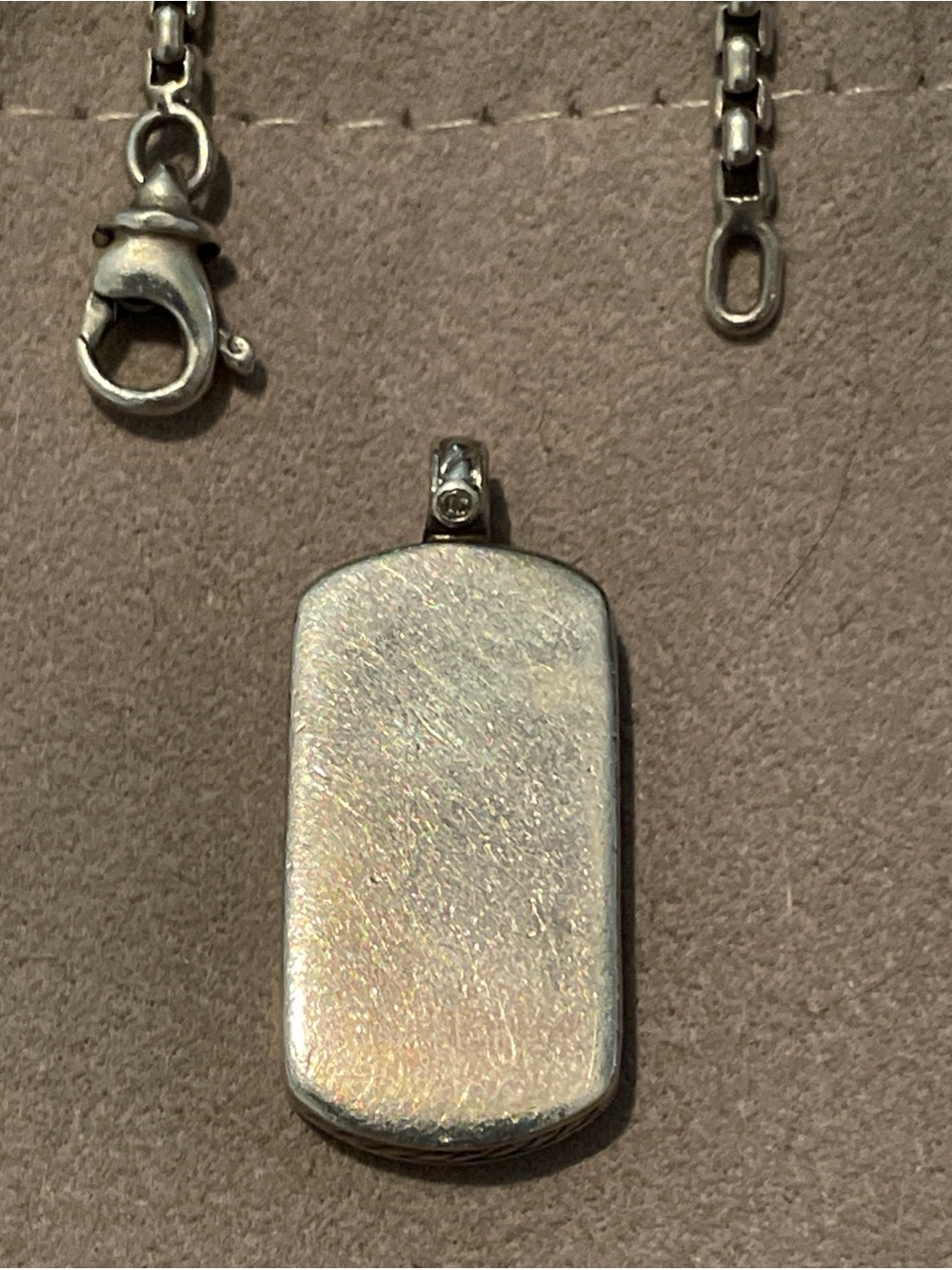David Yurman Sterling Silver Black diamond Pavé Dog Tag Necklace 925 - Picture 5 of 6
